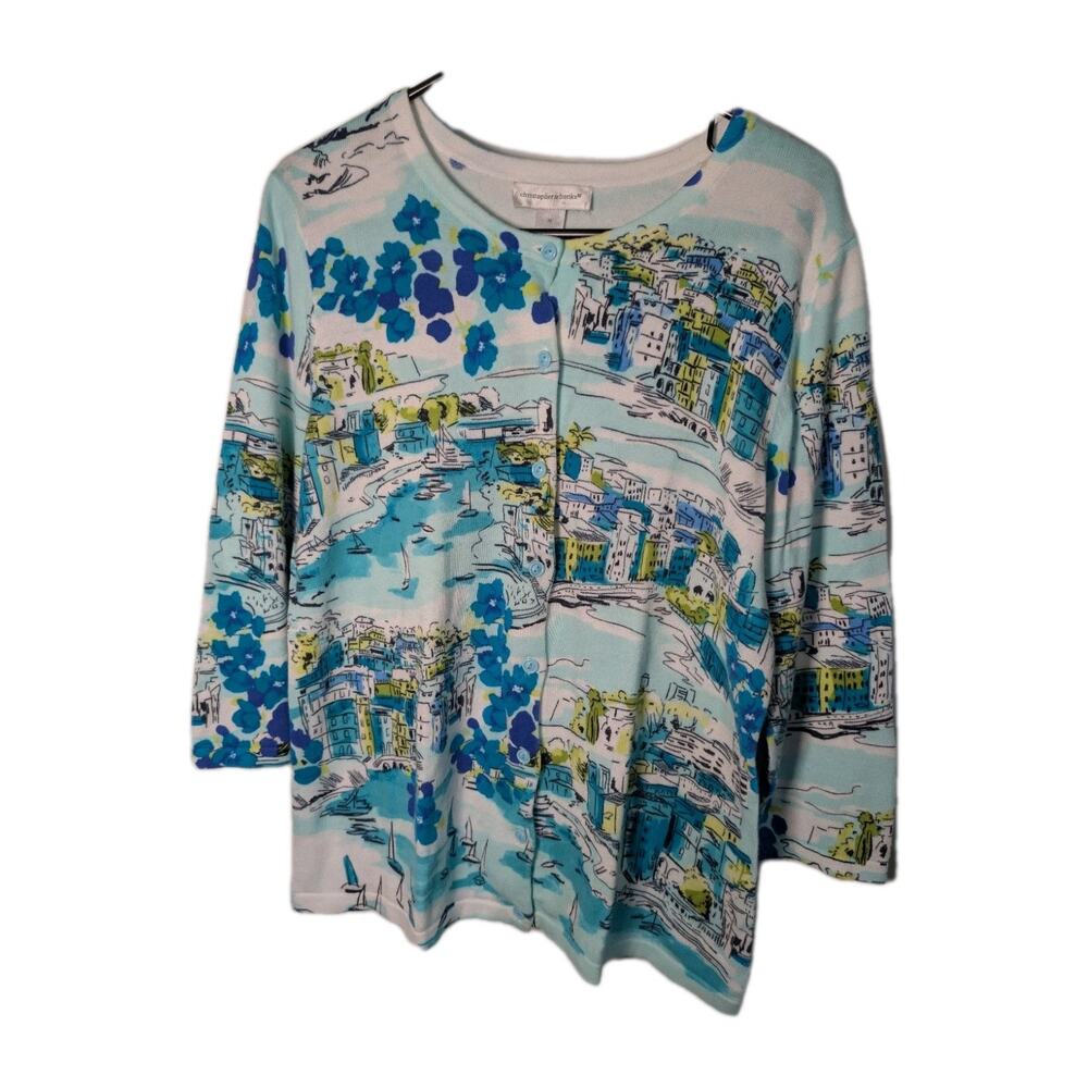 Christopher & Banks 100% Cotton Cottagecore Cardigan Coastal Shirt * Size Medium
